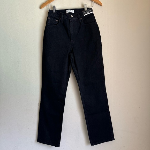 Abercrombie & Fitch The 90s Straight Ultra High Rise Jeans Curve Love Black 26 S - Picture 3 of 14